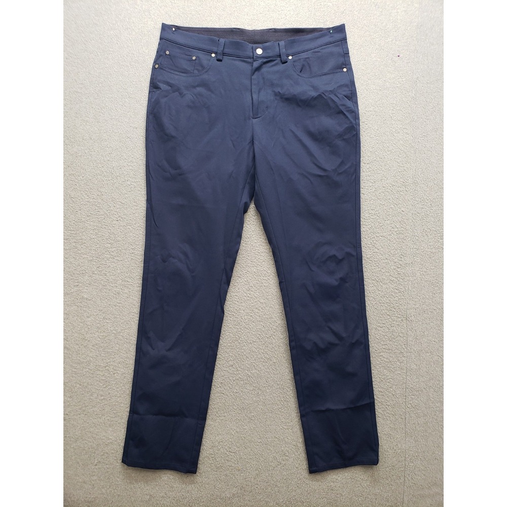 Greg Norman Pants 34/32 Navy Blue Zip Button 5 Pockets Straight Mid Rise Formal